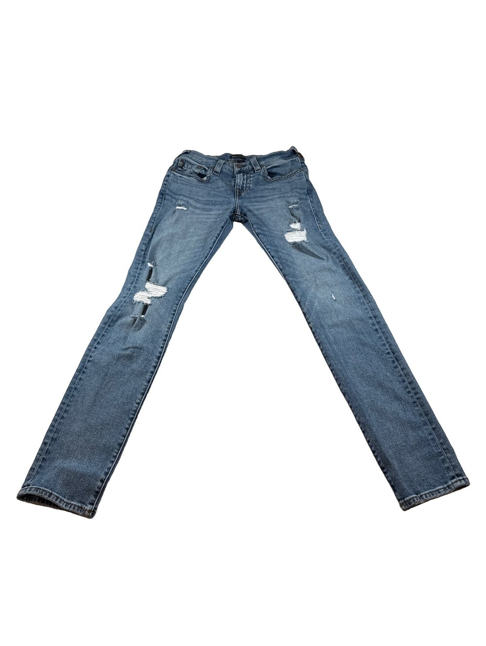 True Religion Rocco Womens Blue Jeans Relaxed Skinny Sz 28 Pre Owned